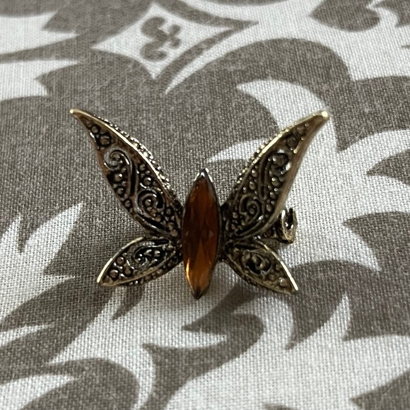 Vintage Costume Topaz Butterfly Pin - Picture 1 of 2